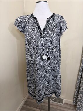 Vineyard vines 100% linen palm leaves shift dress Size medium